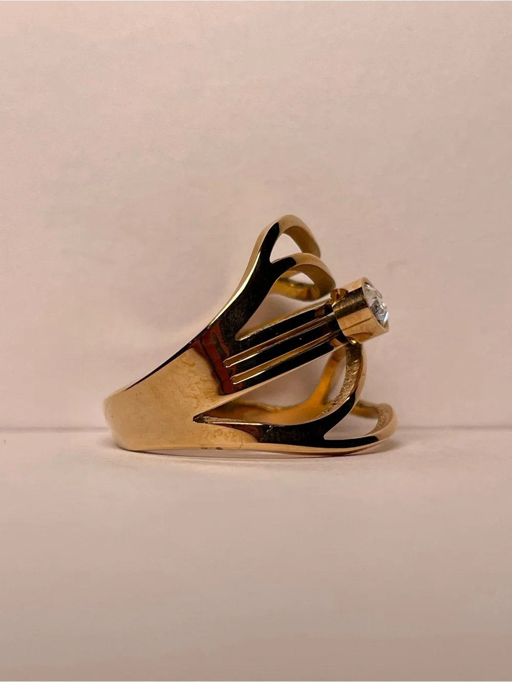 Rose Gold Wave Crystal Ring - Picture 5 of 6